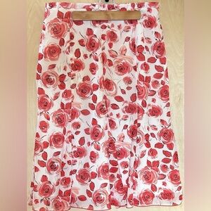 Chapter One Women’s Sz 10 Floral Rose Red And White A-line Skirt